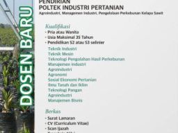 Lowongan sebagai Dosen di Poltek Industri Pertanian