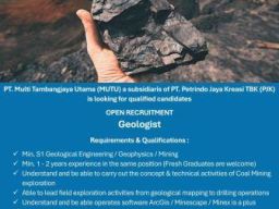 PT Multi Tambangjaya Utama Open Recruitmen Geologist