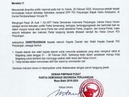Surat Instruksi Ketua Umum PDIP agar Kepalada Daerah dari PDIP Tidak Ikut Retret