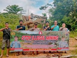 Polsek Sangir Jujuan Grebek Tambang Emas Ilegal di Sungai Momo
