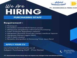 Lowongan Purchasing Staff di PT Dharmamulia Prima Karya