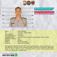Bripda Dwi Rangga Jadi DPO Propram Polda Maluku Utara