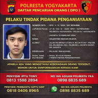 Valentino Reivan Wijaya Jadi DPO Polresta Yogyakarta