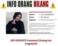 Remaja Kelurahan Bumi Harapan Bernama Ayu Angraeni Dilaporkan Hilang