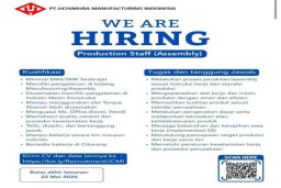 Dibutuhkan Production Staff di PT Uchimura Manufacturing Indonesia