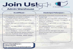 Lowongan Kerja di PT Bertuah Alam Nusantara sebagai Admin Warehouse