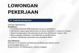 PT Yudistira Komponen Buka Lowongan Operator Maintenance