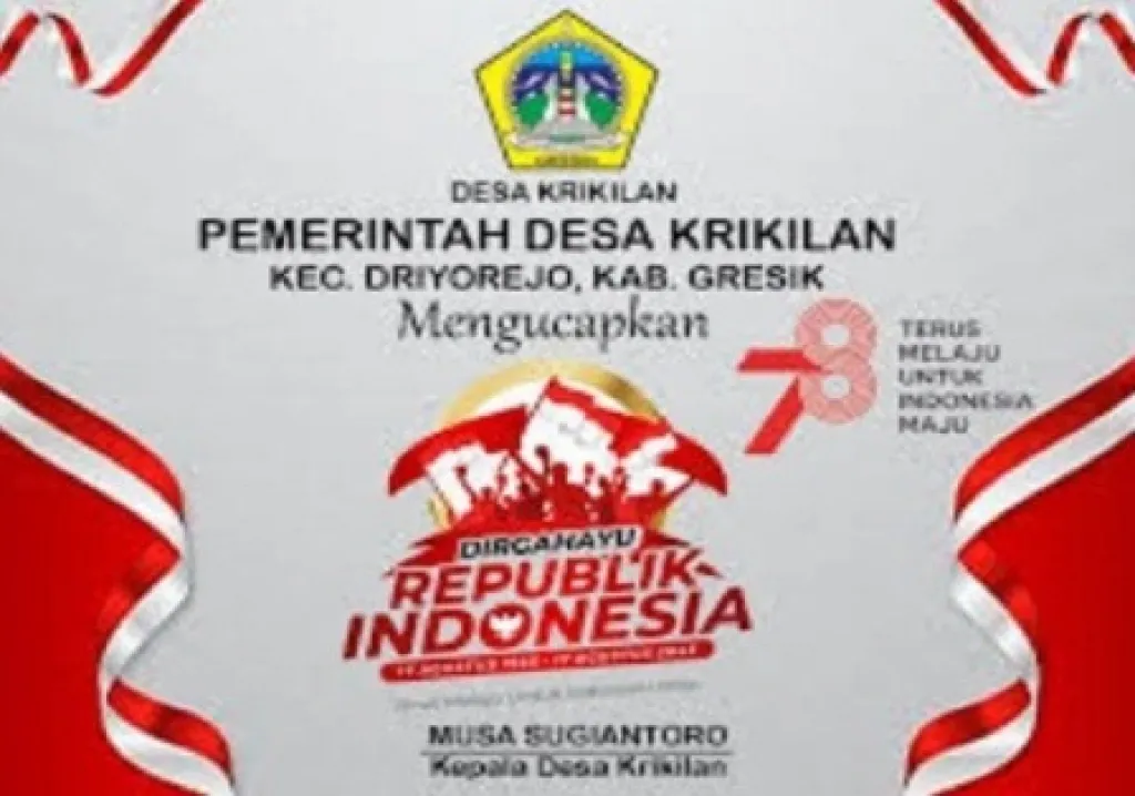 Kepala Desa Krikilan Beserta Perangkat Desa Mengucapkan Dirgahayu RI ke 78