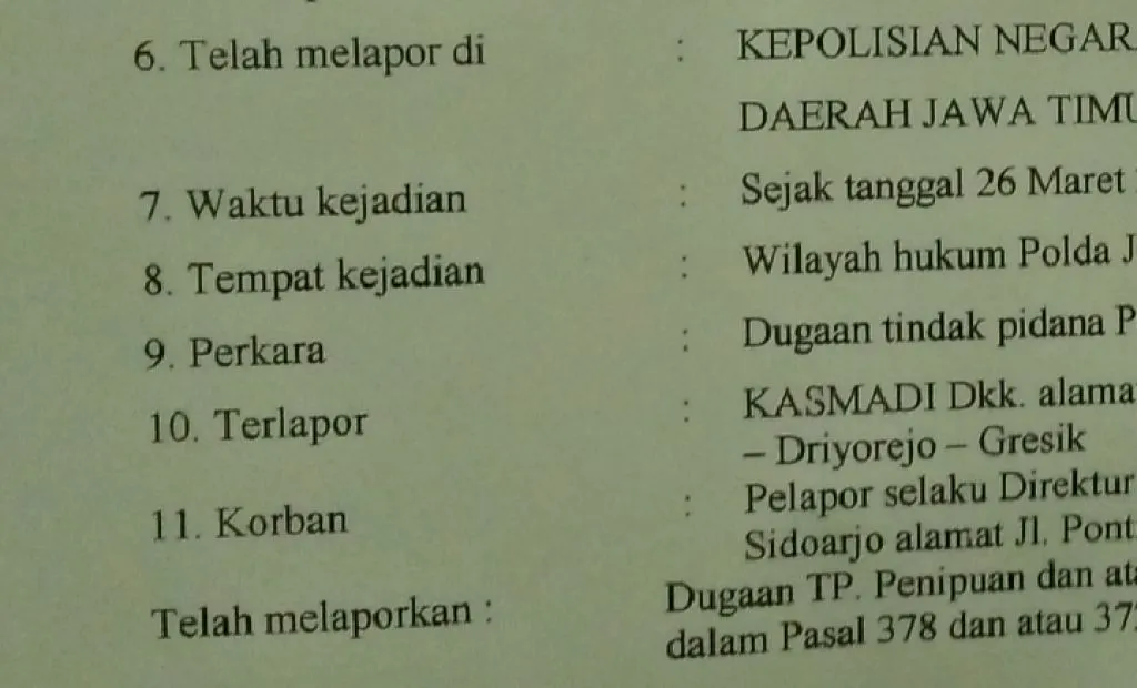 Pelapor Berkoordinasi dengan Polres Gresik agar Bisa Jemput Paksa Kasmadi