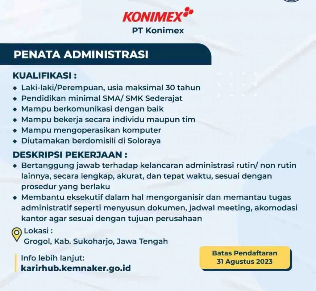 Lowongan Kerja PT KONIMEX