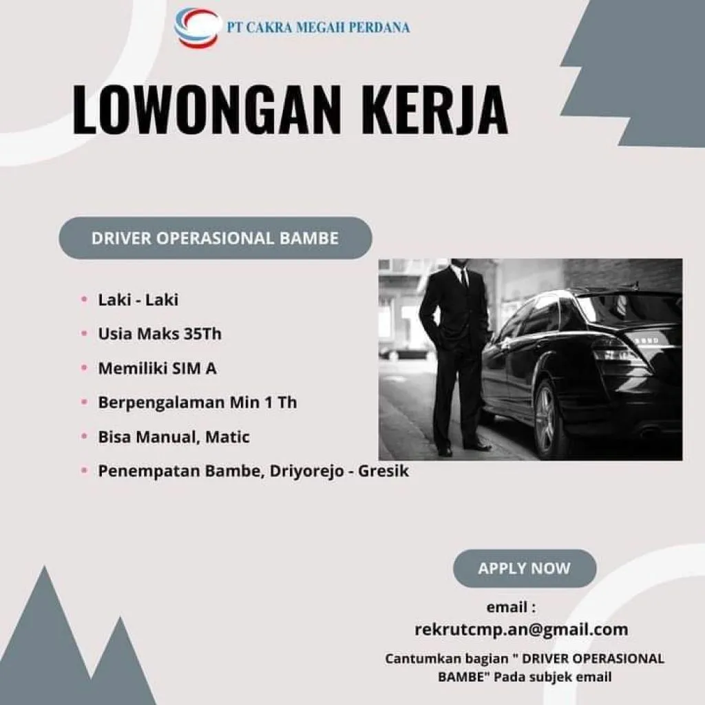 PT Cakra Megah Perdana Buka Lowongan Driver