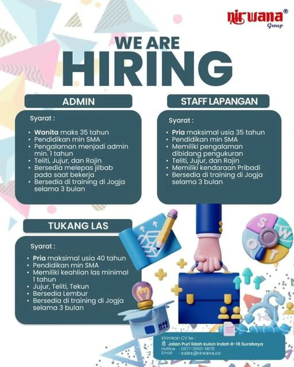 Buruan Daftar, Nirwana Group Buka Lowongan Kerja