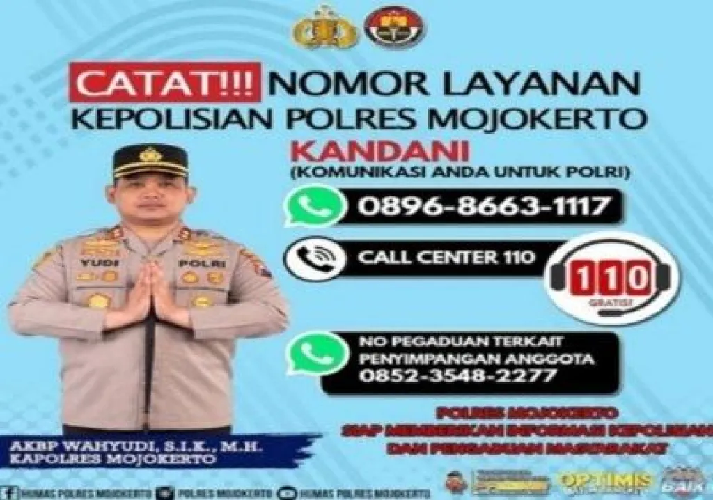 Nomor Whatsapp Pengaduan ke Polres Mojokerto