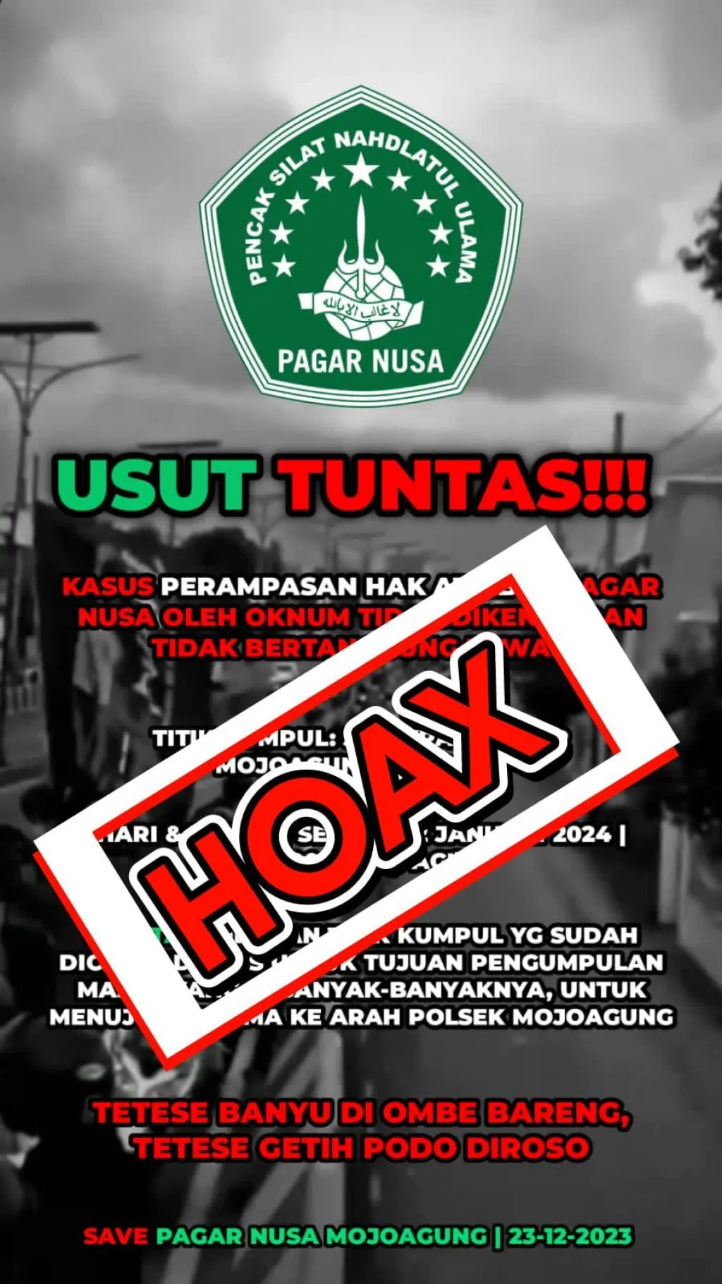 Hoax Pengerahan Massa Pagar Nusa, Ini klarifikasi oleh Pimpinan Anak Cabang Pagar Nusa