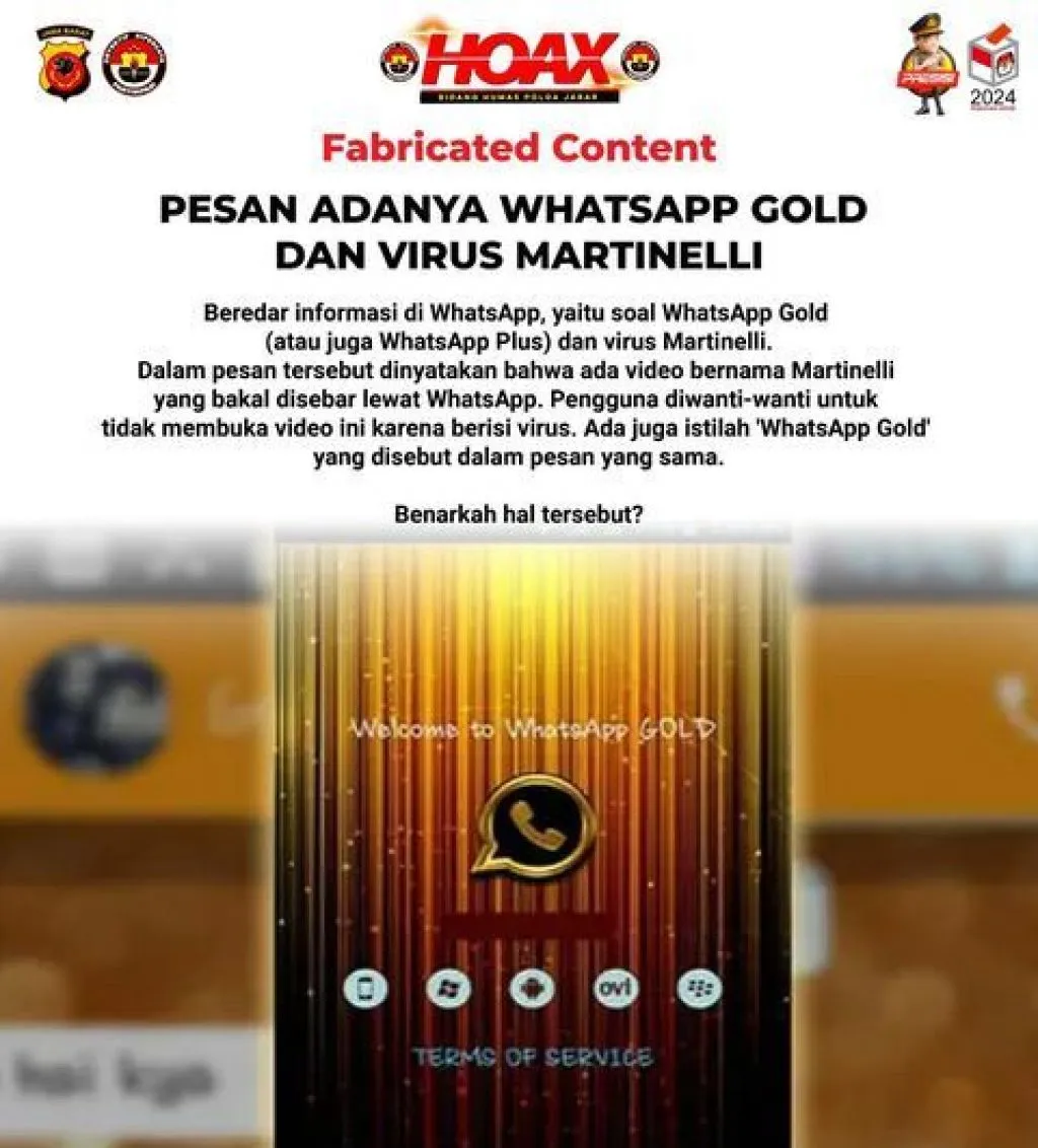 Fakta Pesan Adanya Whatsapp Gold dan Virus Martinelli