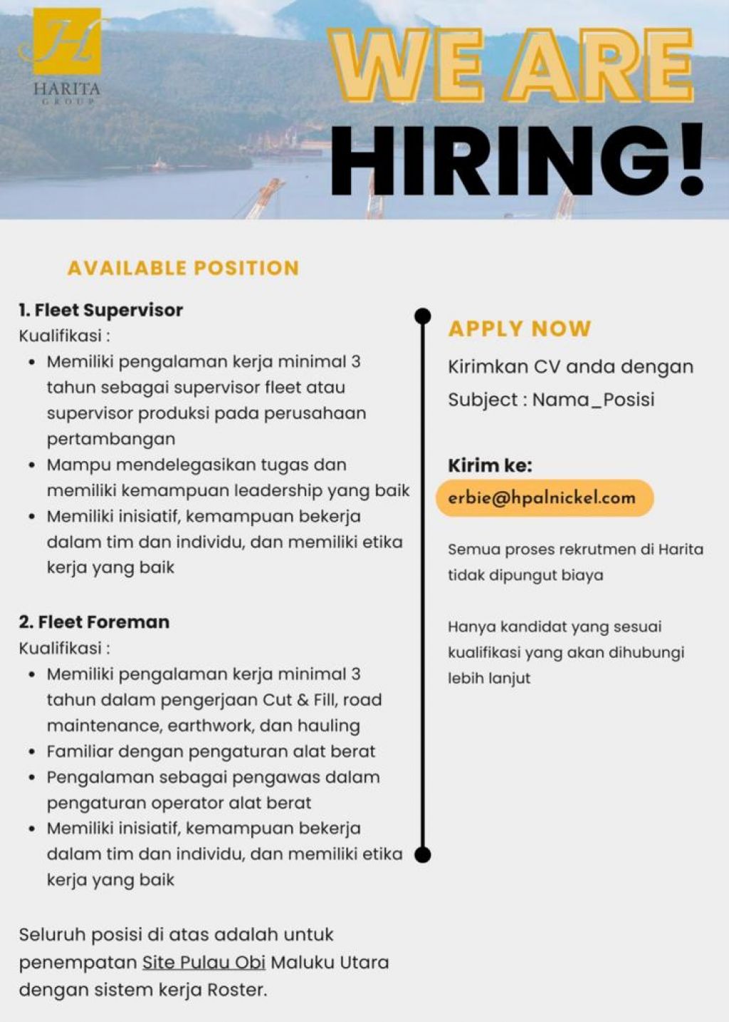 Lowongan kerja Harita Group