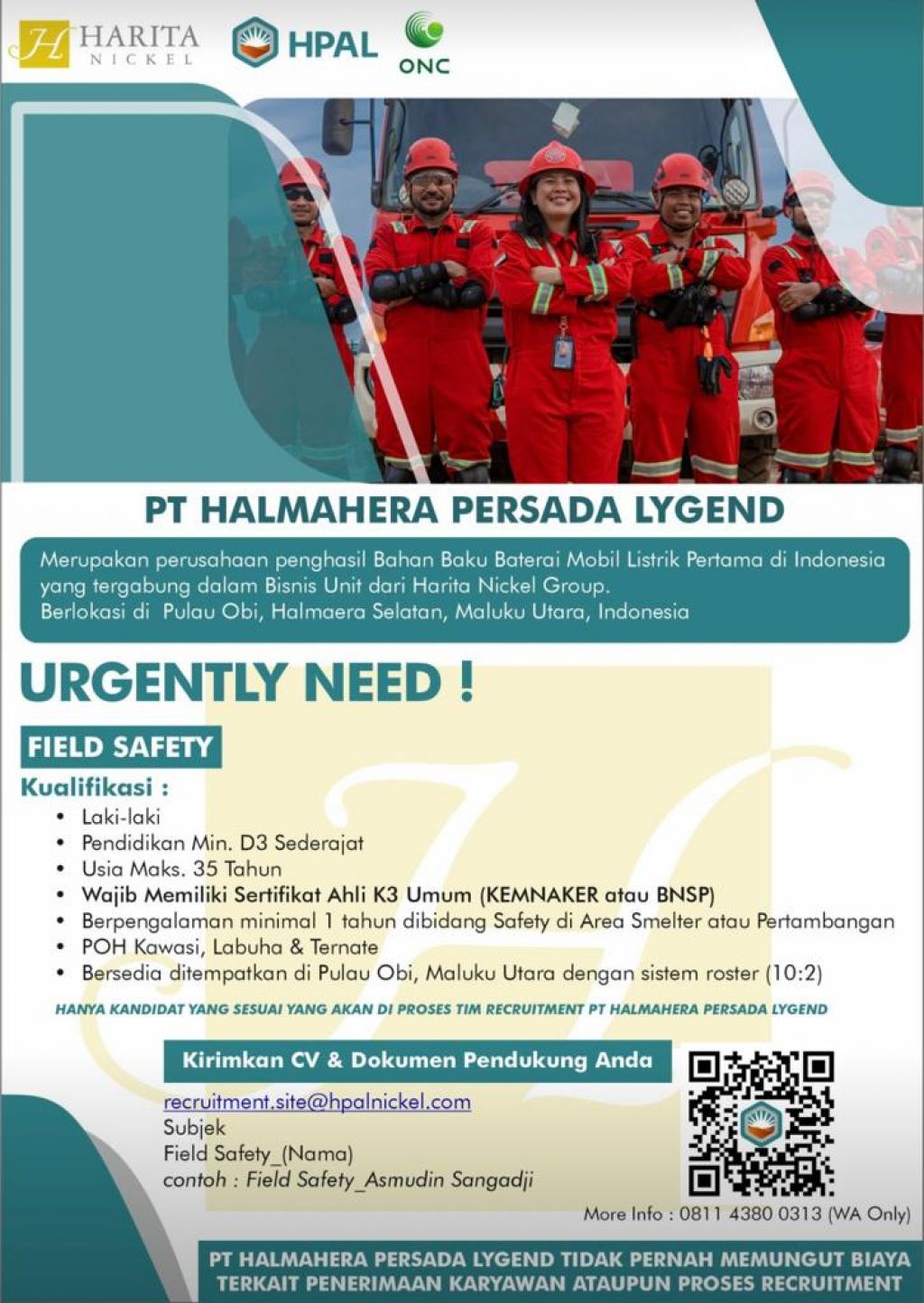 Lowongan kerja PT Halmahera Persada Lygend