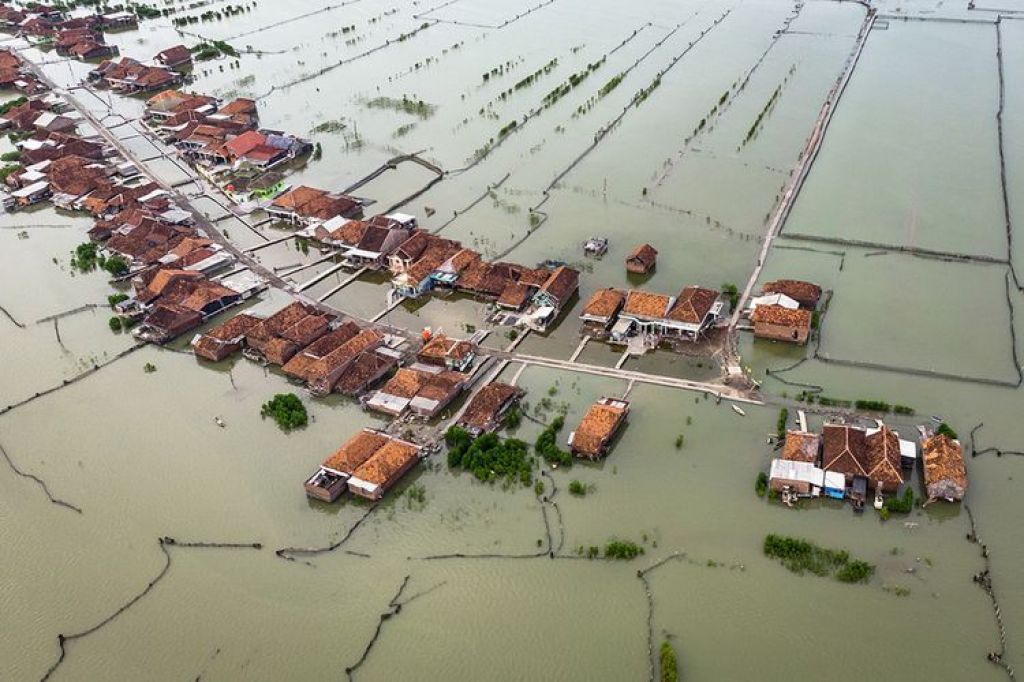 Suasana di Desa Timbulsloko tampak dari atas. (Foto : kompas)