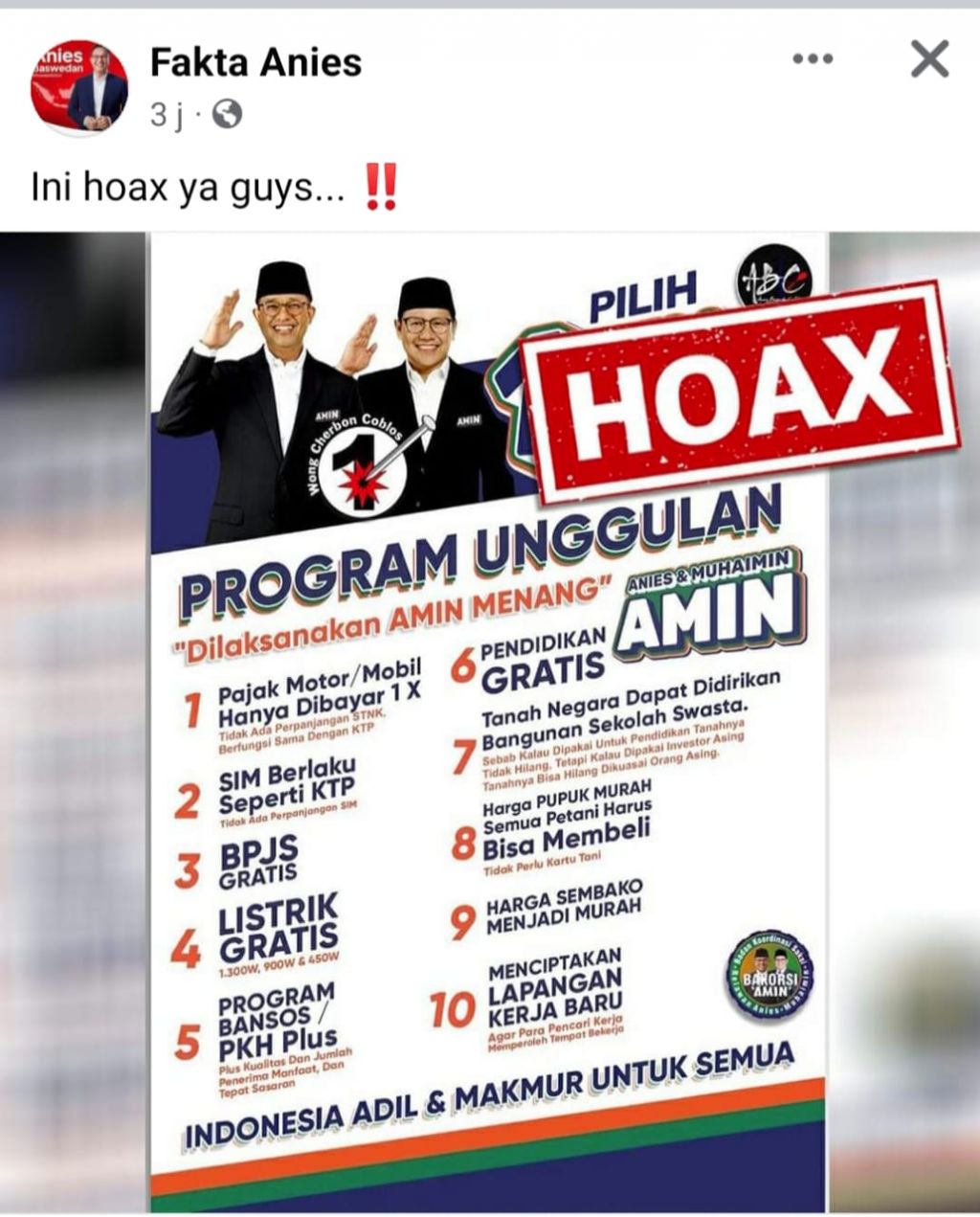 Hoax leaflet janji AMIN