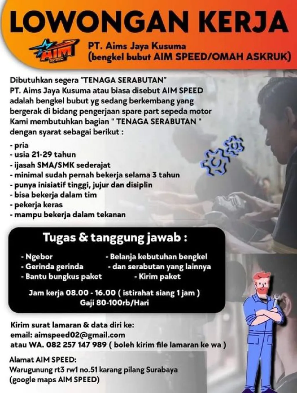 Lowongan Kerja di PT Aims Jaya Kusuma