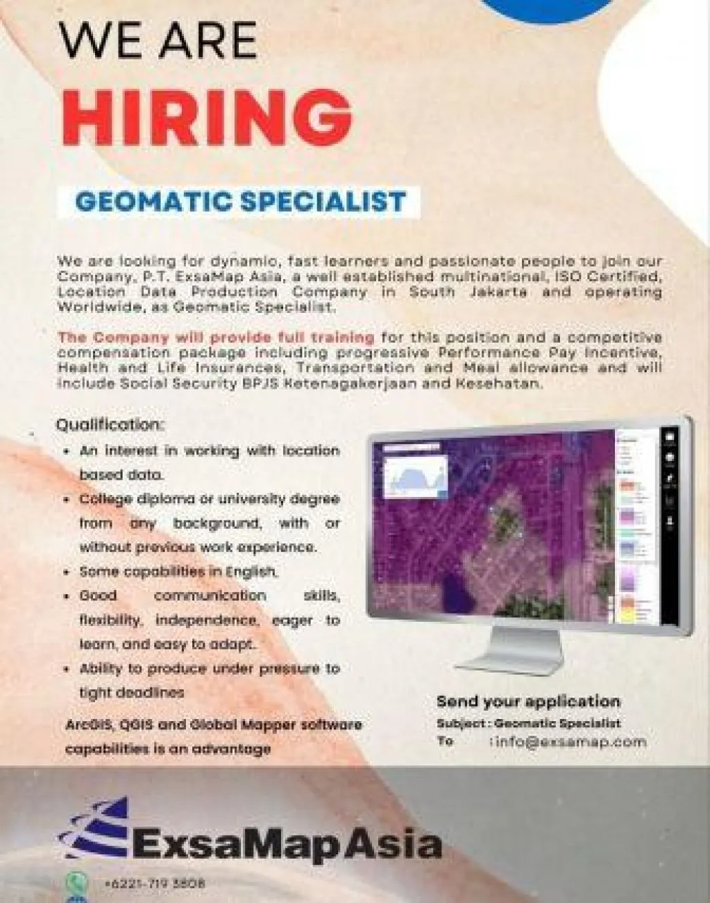 ExsaMap Asia Butuh Tenaga Sebagai Geomatic Specialist