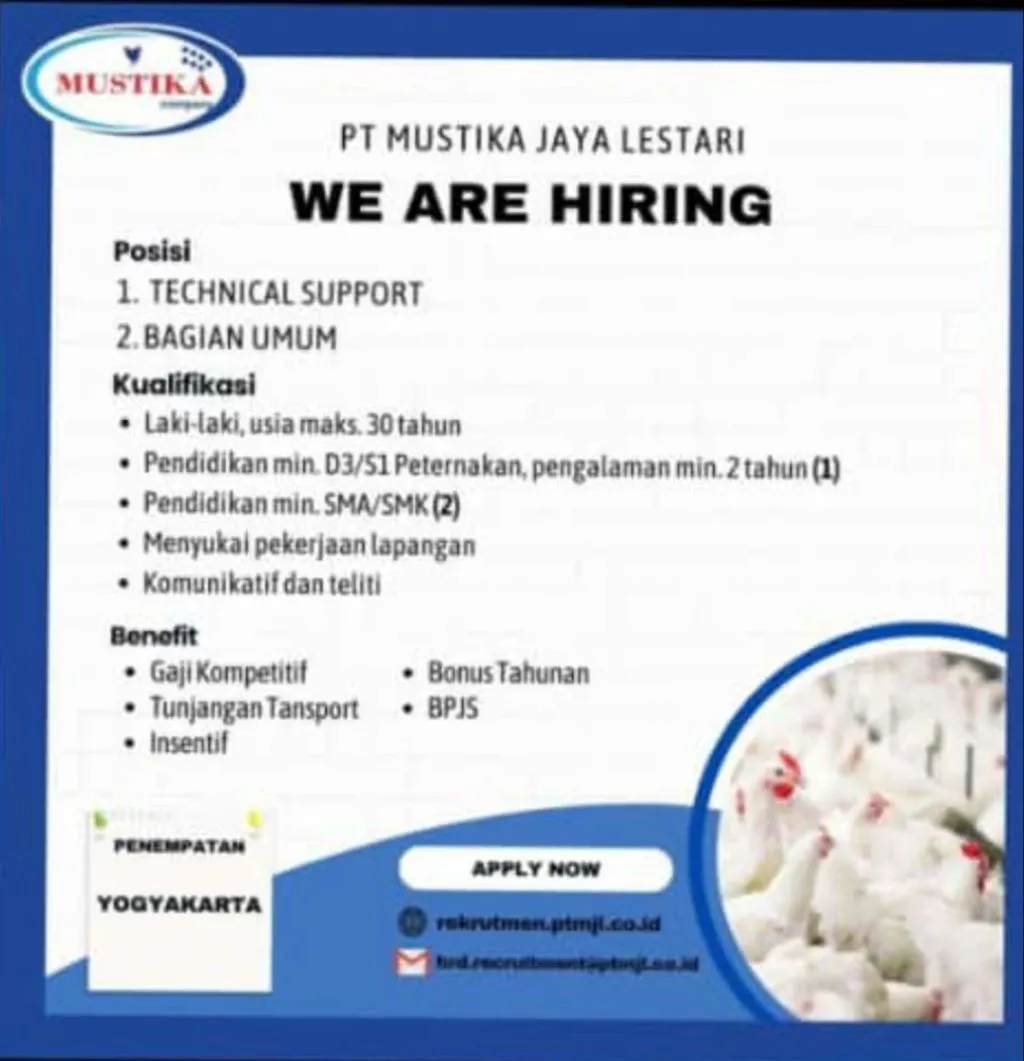 PT Mustika Jaya Lestari Buka Lowongan Kerja sebagai Technical Support