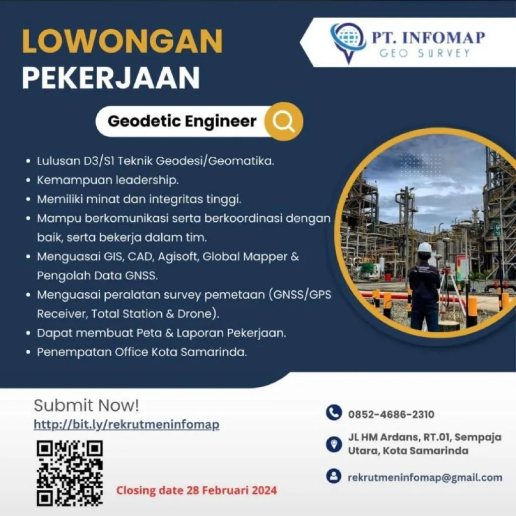 PT Infomap Buka Lowongan Pekerjaan Sebagai Geodetic Engineer