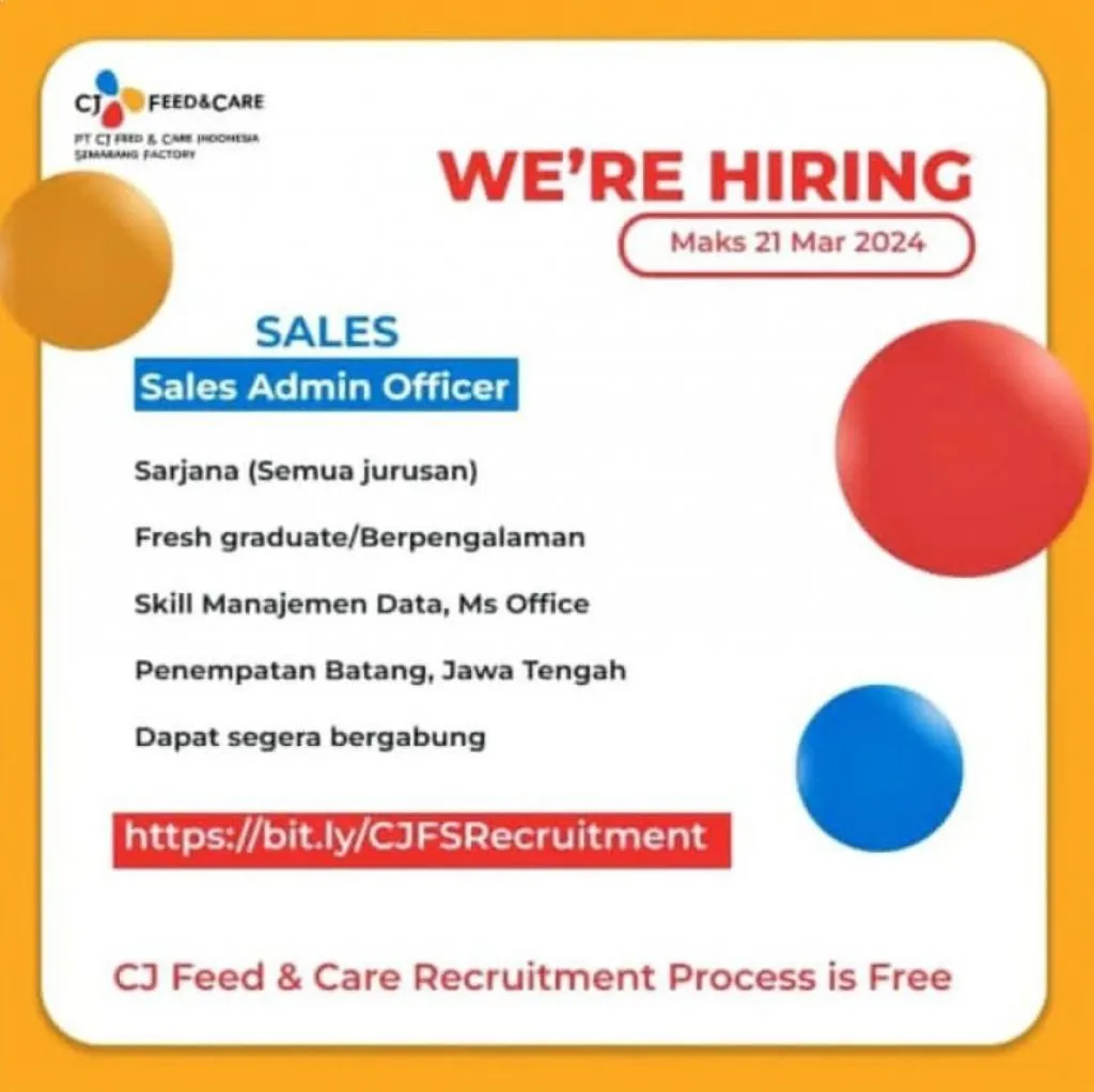 CJ Feed and Care Membuka Proses Recruitment