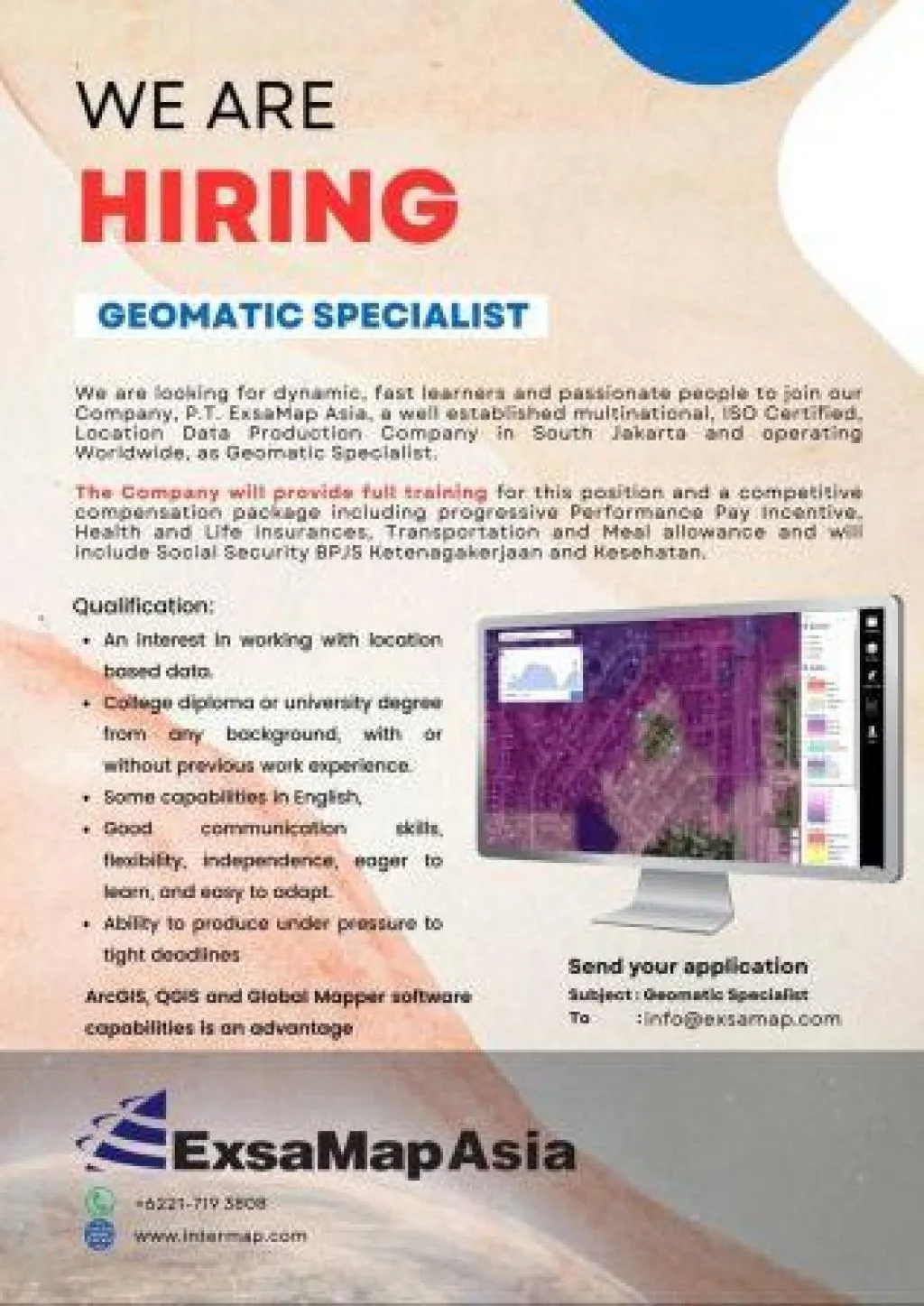 Dibutuhkan Geomatic Specialist di ExsaMap Asia