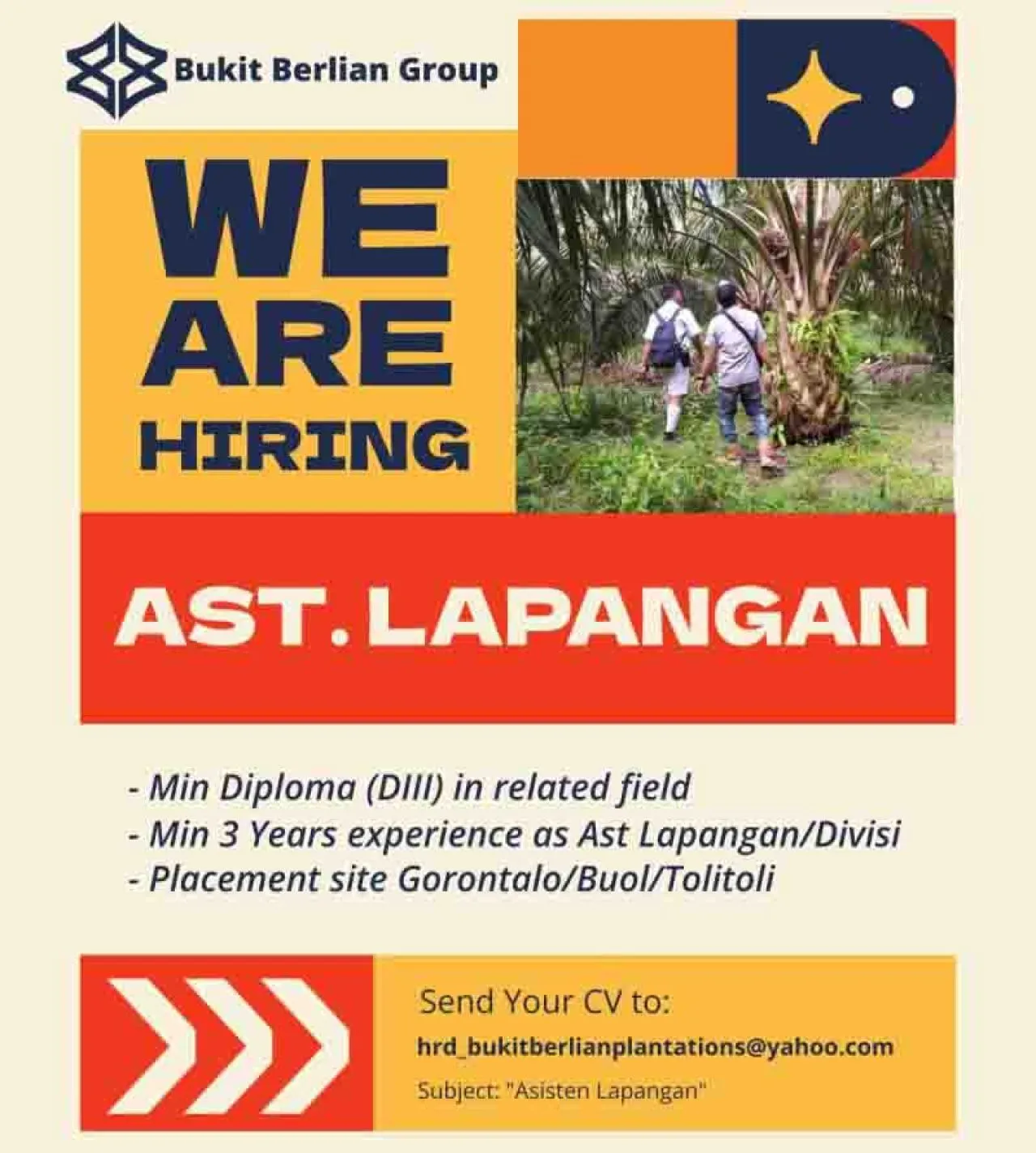 Bukit Berlian Group Buka Lowongan Sebagai Asisten Lapangan