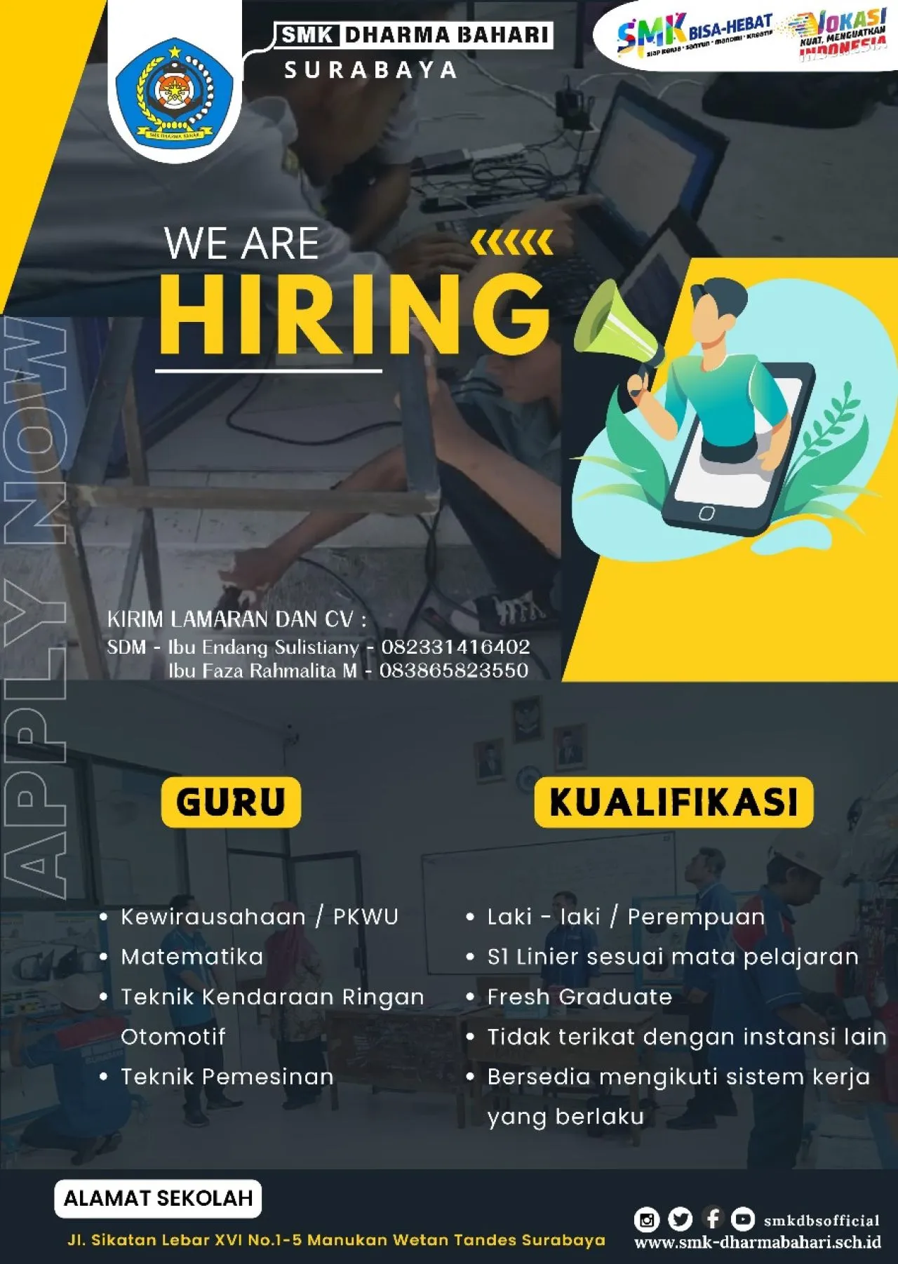 SMK Dharma Bahari Surabaya Buka Lowongan Guru Kewirausahaan