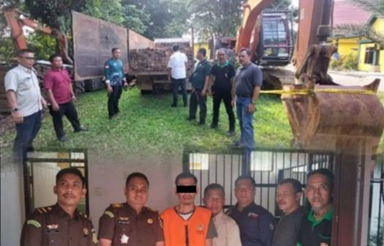 Tersangka Kasus Pengangkutan Kayu Ilegal Diserahkan ke Kejati Riau