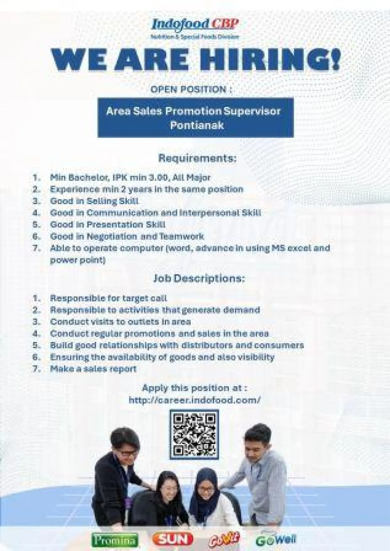 Indofood CBP We Are Hearing Area Sales Promotion Supervisor