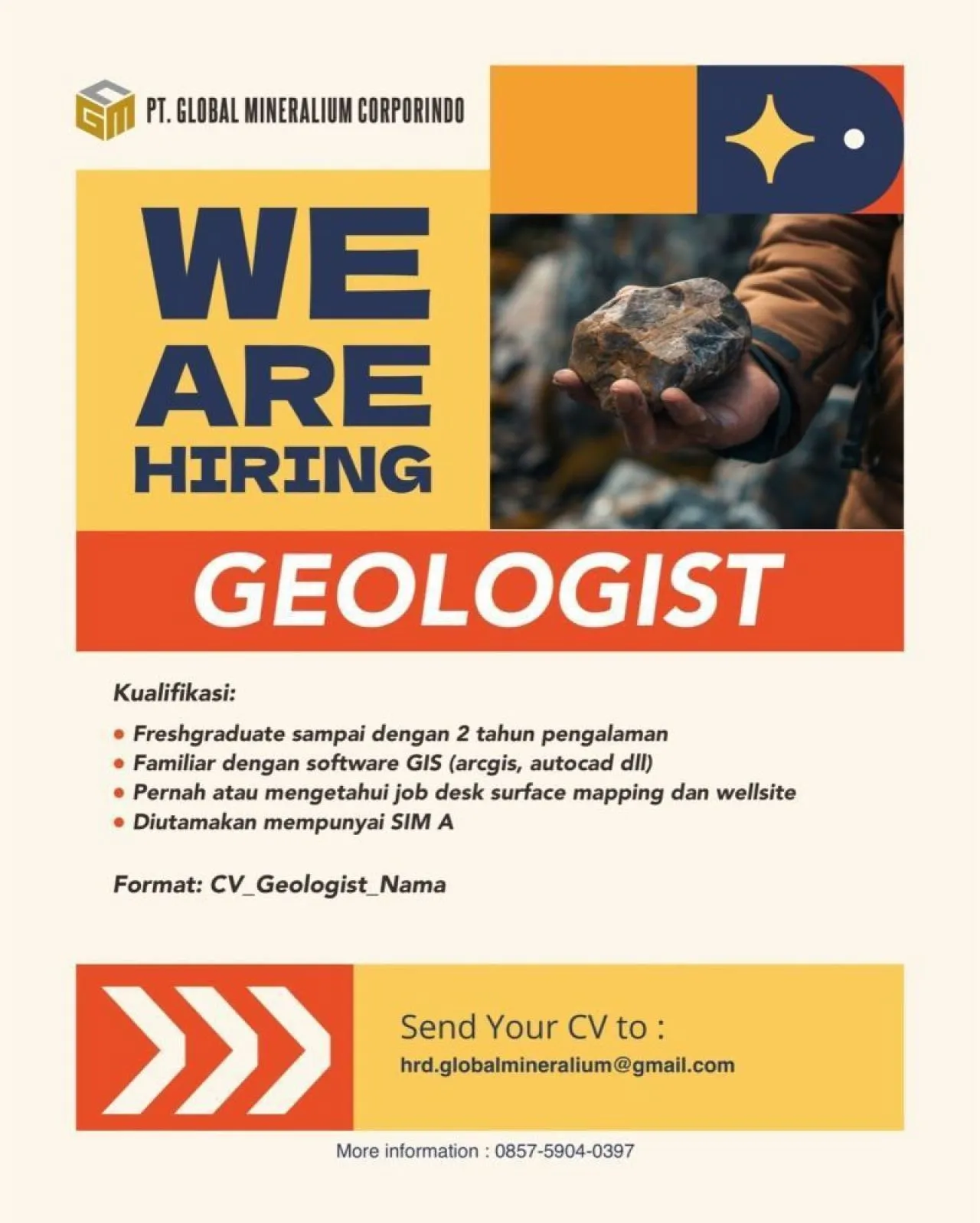 PT Global Mineralium Corporindo Butuh Tenaga Geologist