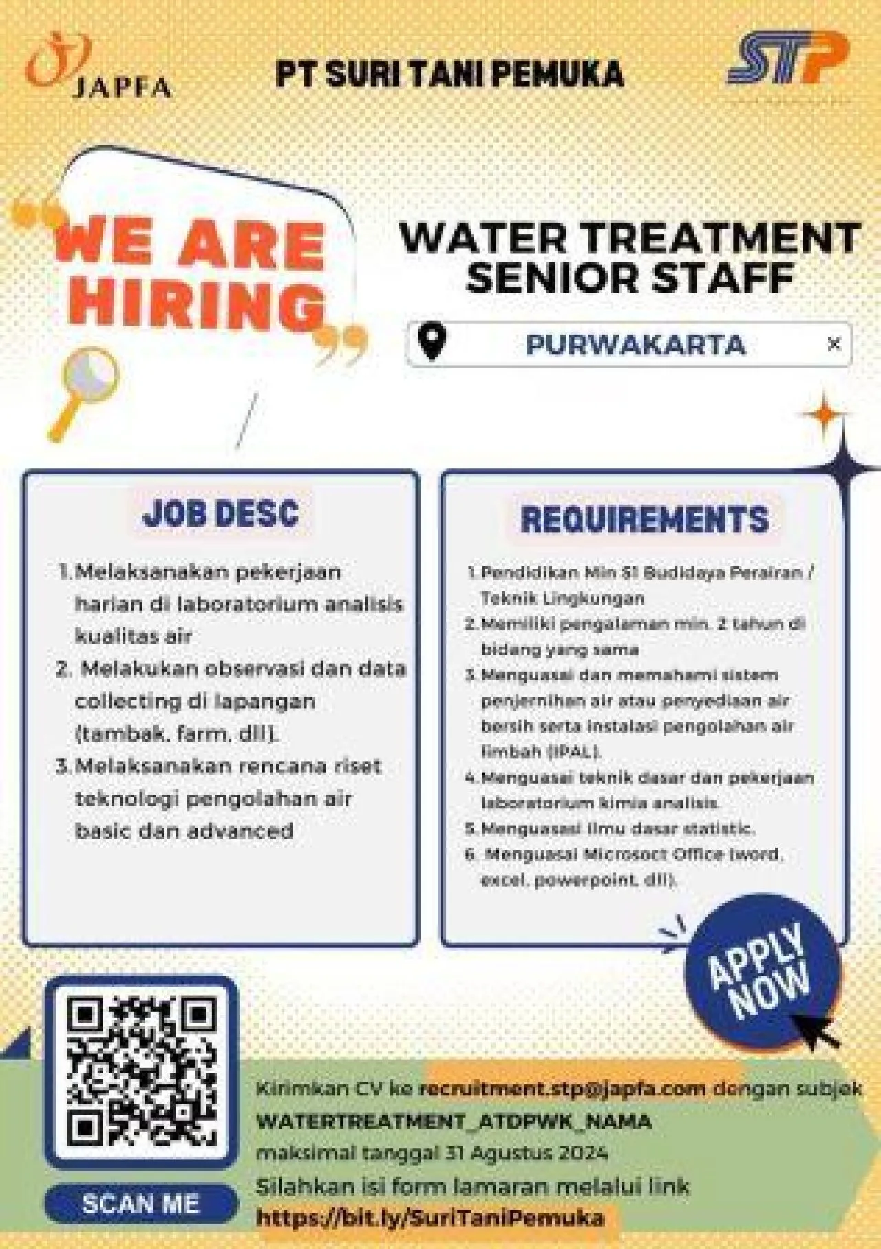 Lowongan Kerja di Japfa Group sebagai Water Treatment Senior Staff