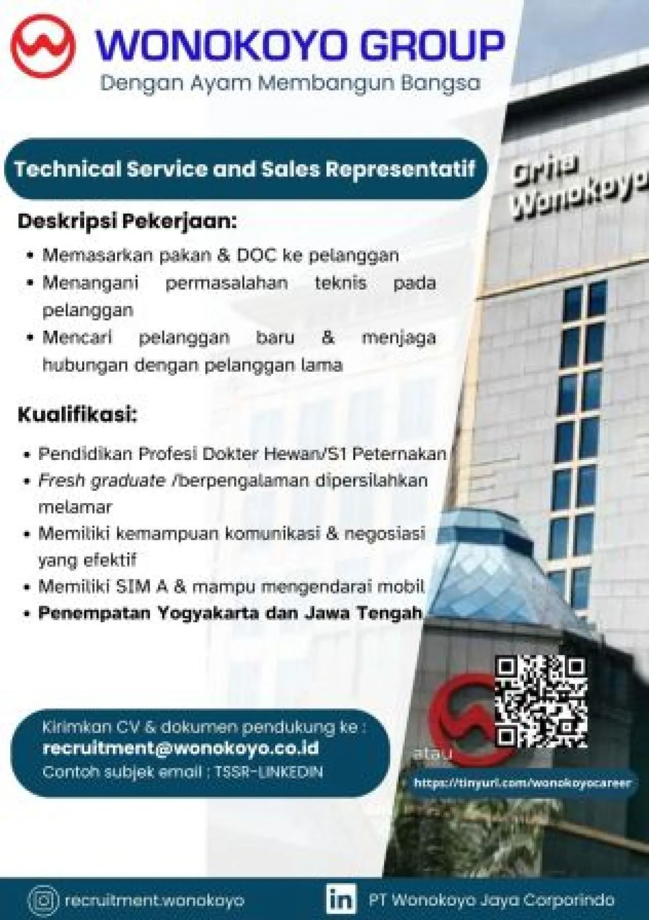 Anda S1 Peternakan, PT Wonokoyo Jaya Corporindo Buka Lowongan