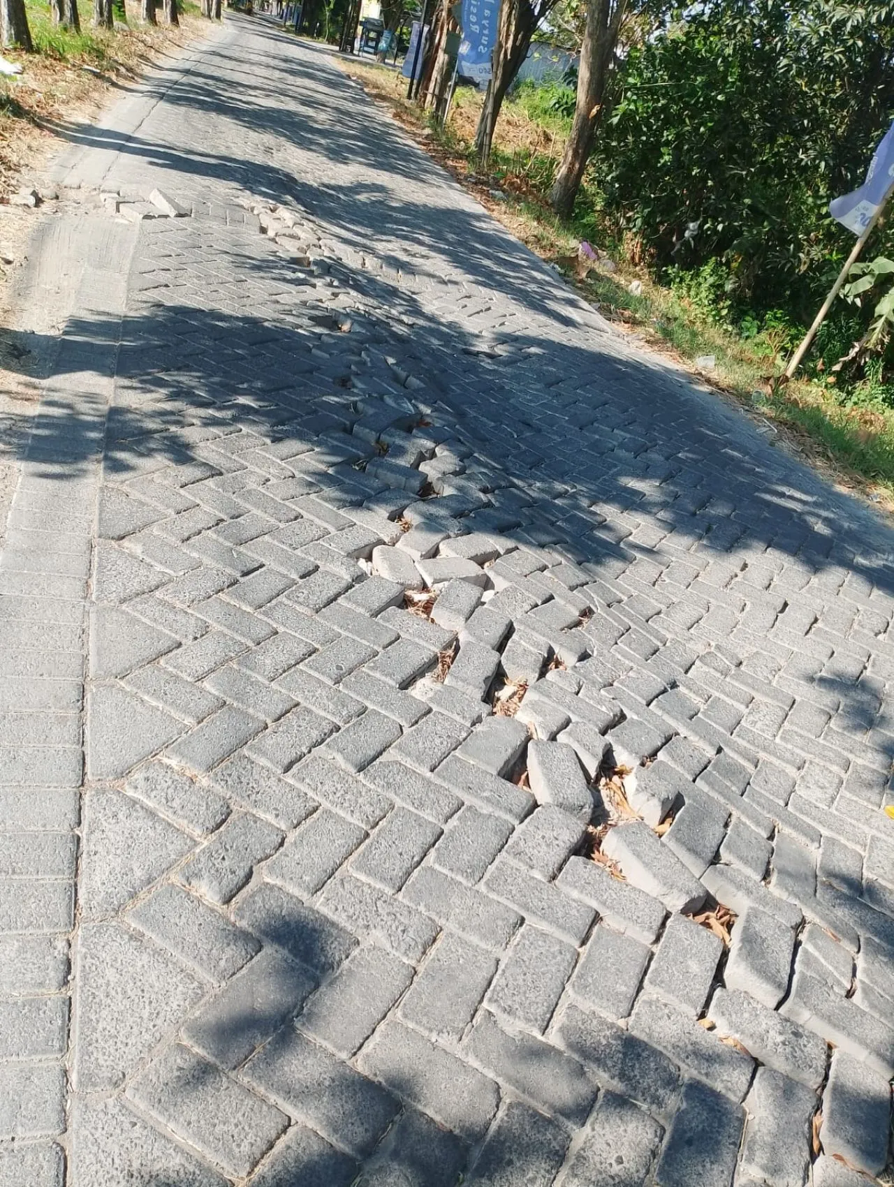 Belum Setahun Dibangun, Paving Jalan di Desa Hulaan Banyak yang Pecah, Mutu Paving Diragukan Kekuatannya