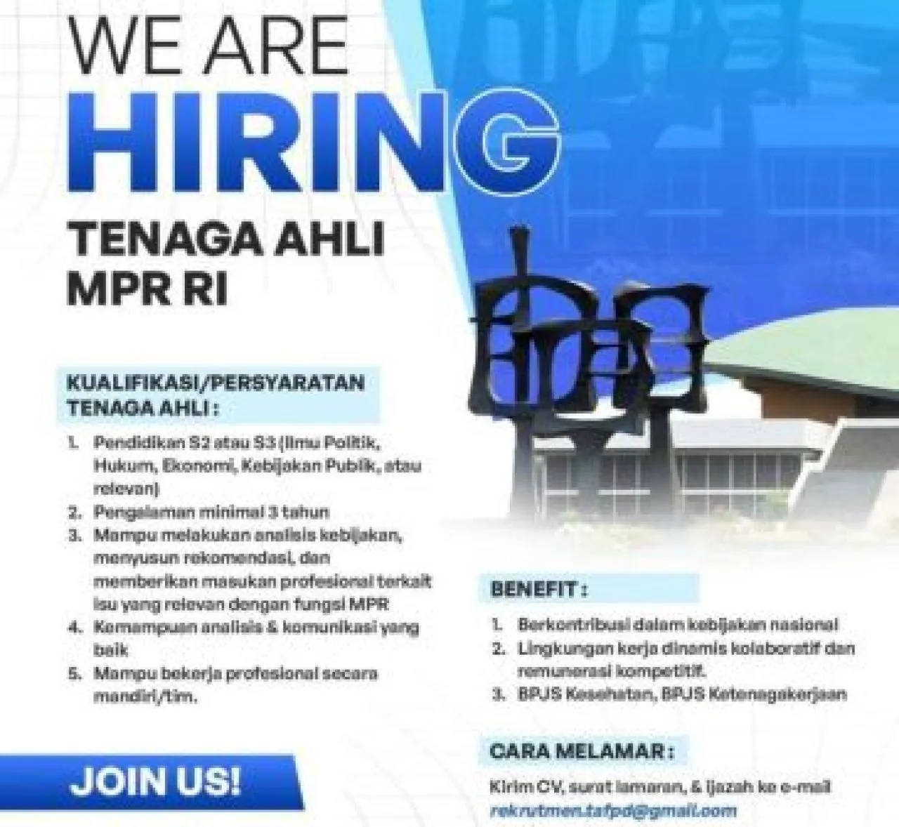 Syarat Tenaga Ahli MPR RI