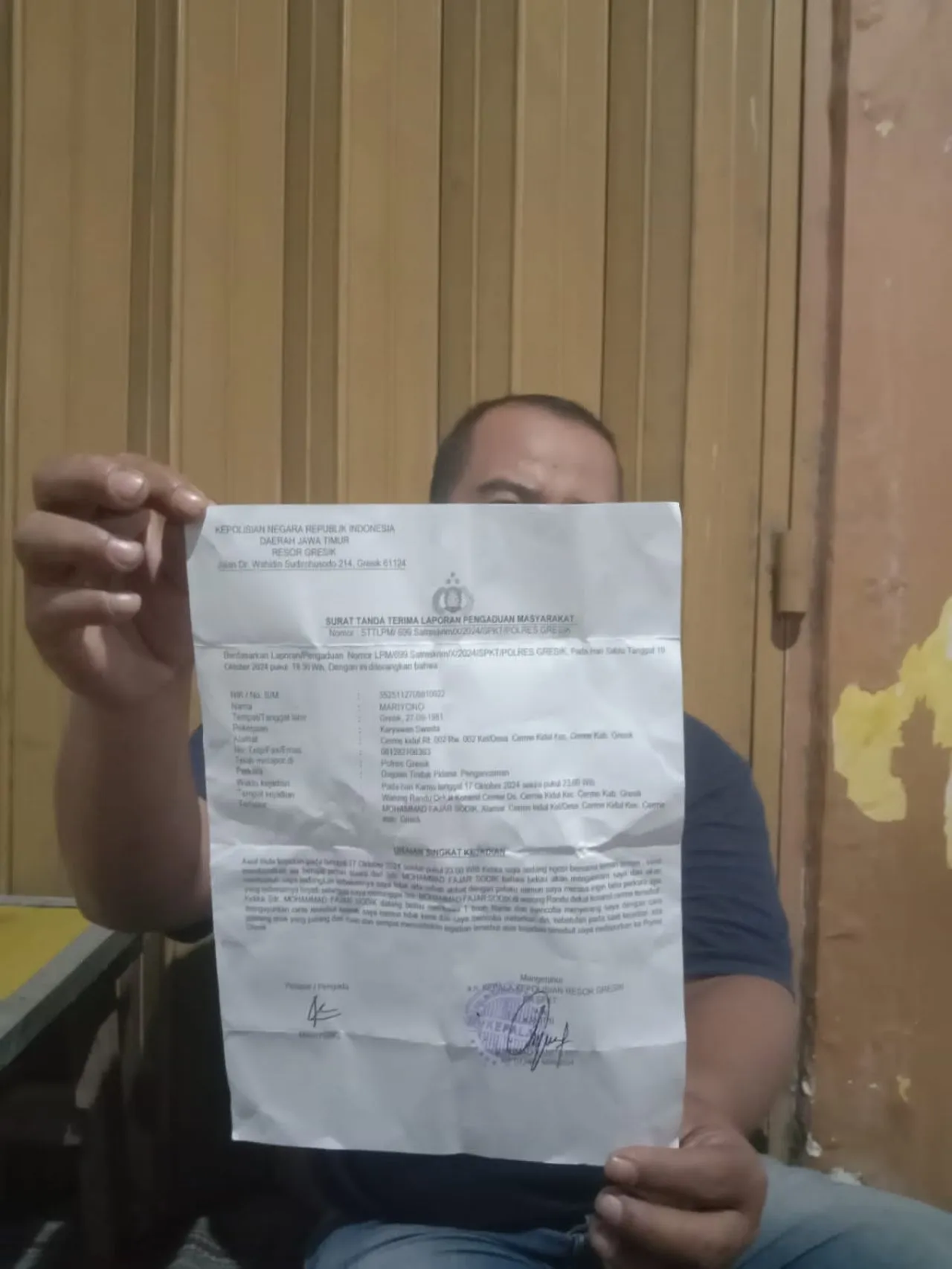 Fajar Sodik Dilaporkan ke Polres Gresik atas Dugaan Ancaman Pembunuhan