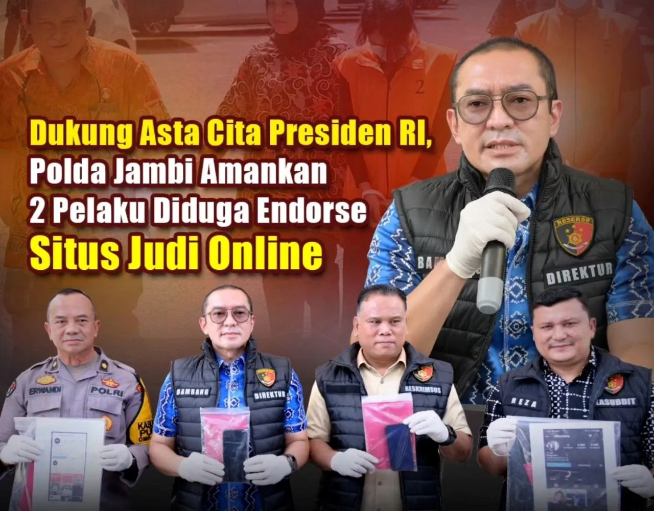 Ditreskrimsus Polda Jambi Tangkap 2 Orang yang Promosi Judi Online
