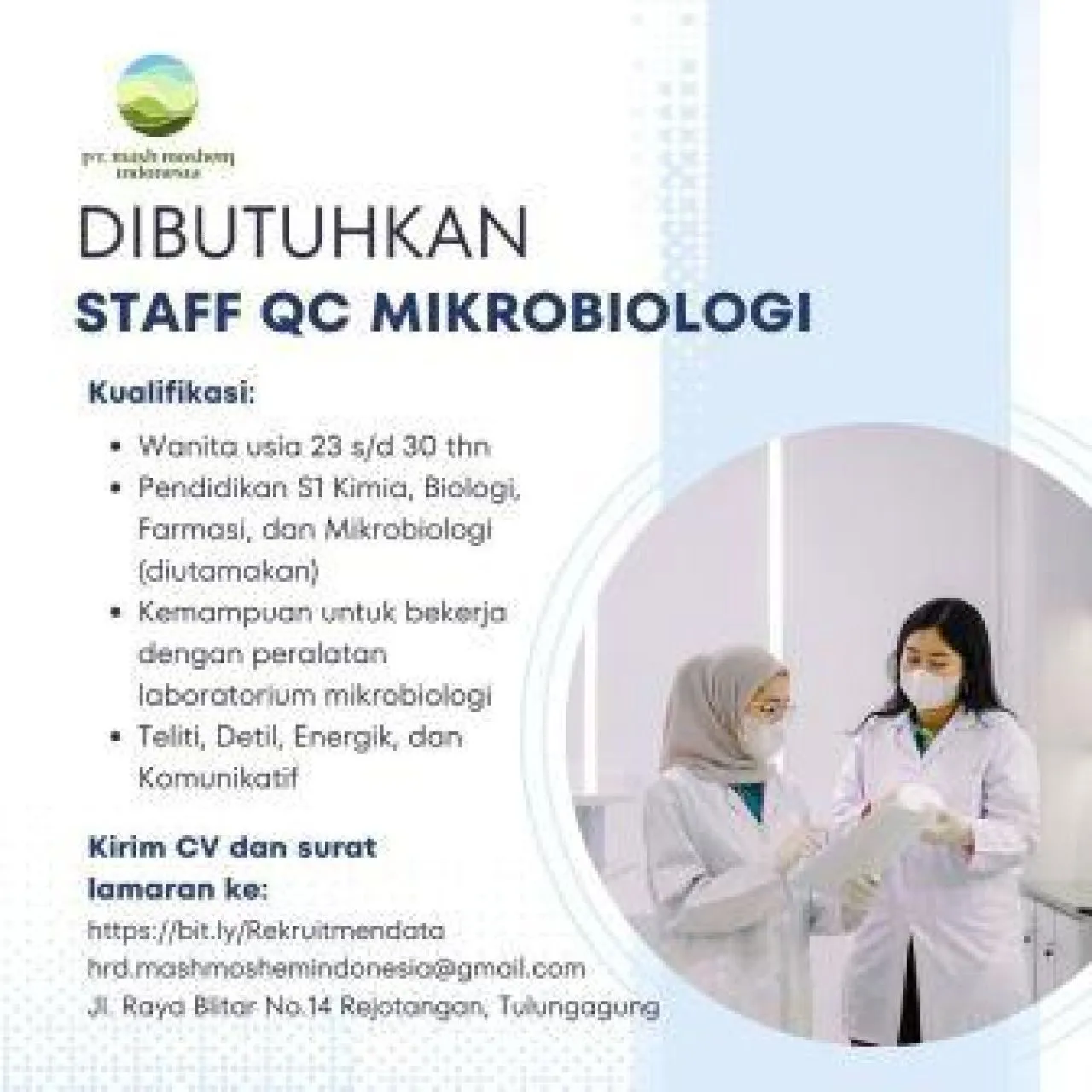 Lowongan Kerja Jadi Staff Mikrobiologi
