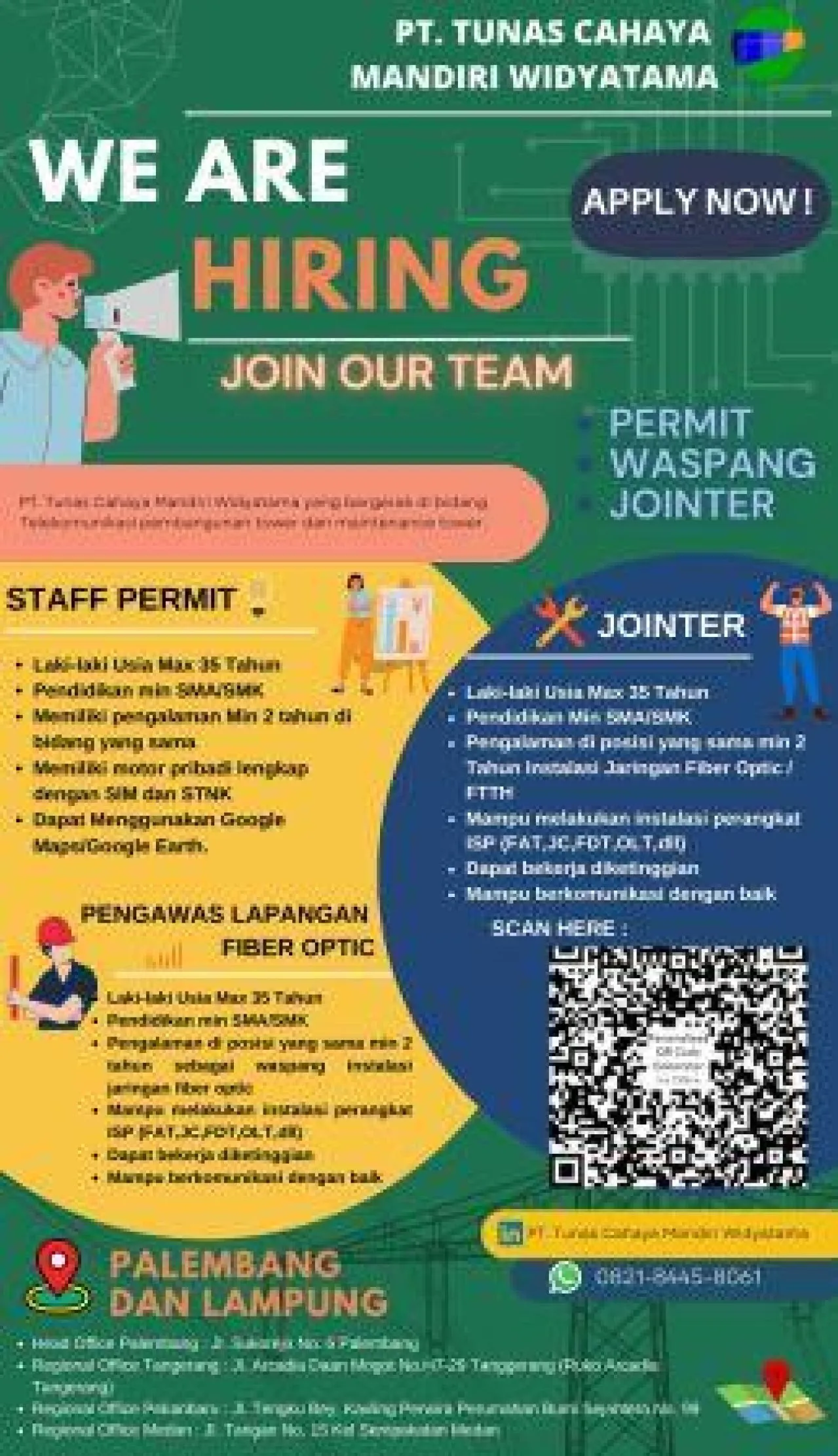 Lowongan kerja di PT Tunas Cahaya Mandiri Widyatama