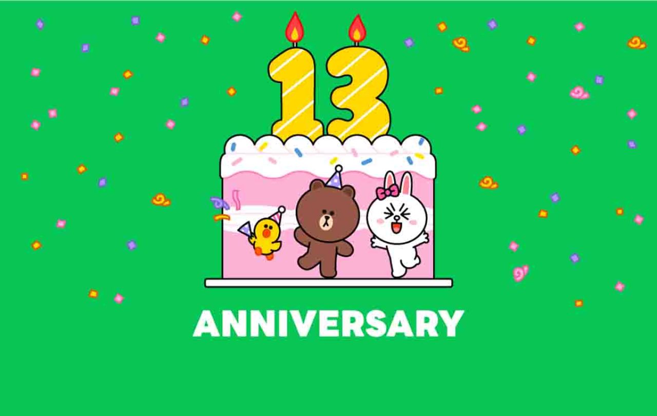 LINE merayakan ulang tahun ke-13.