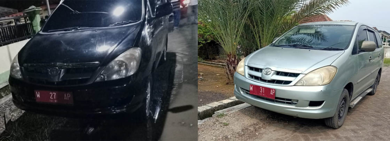 Mobil dinas Camat Benjeng dan Camat Kedamean
