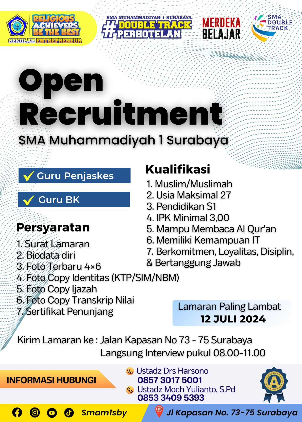 Lowongan guru di SMA Muhammadiyah 1 Surabaya