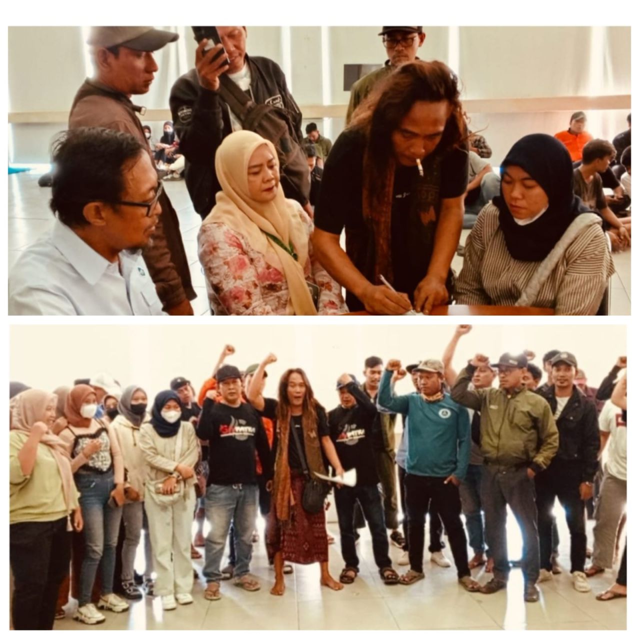 Tanda tangan kesepakatan antara buruh dengan manajemen PT Kelola Mina Laut