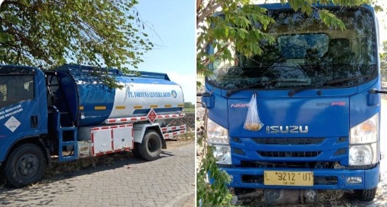 Truk tangki BBM yang dirampok isinya saat ditinggalkan di pematang sawah