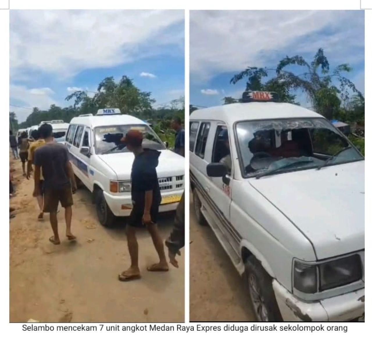 Mobil angkota yang diserang geng motor