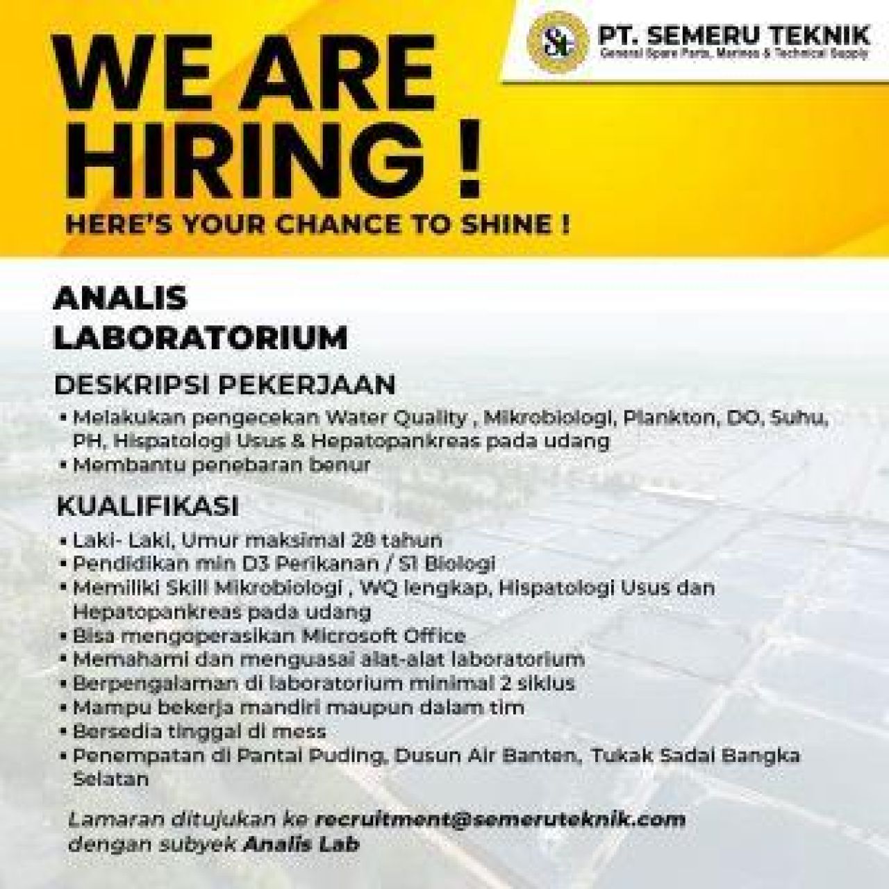 Lowongan PT Semeru Teknik