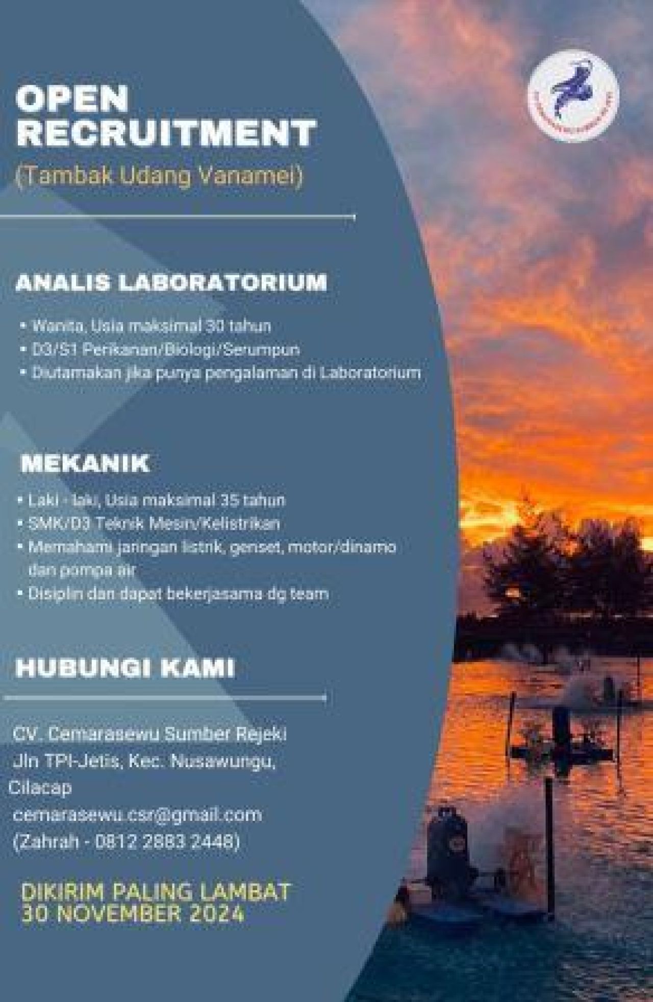 Lowongan kerja di CV Cemarasewu Sumber Rejeki